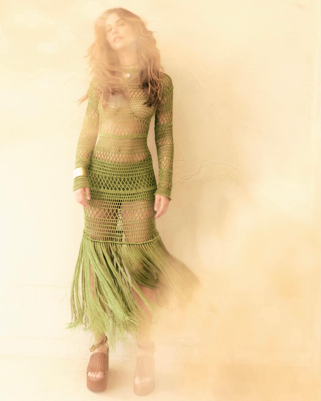 Vestido crochê franjas Rê Meirelles