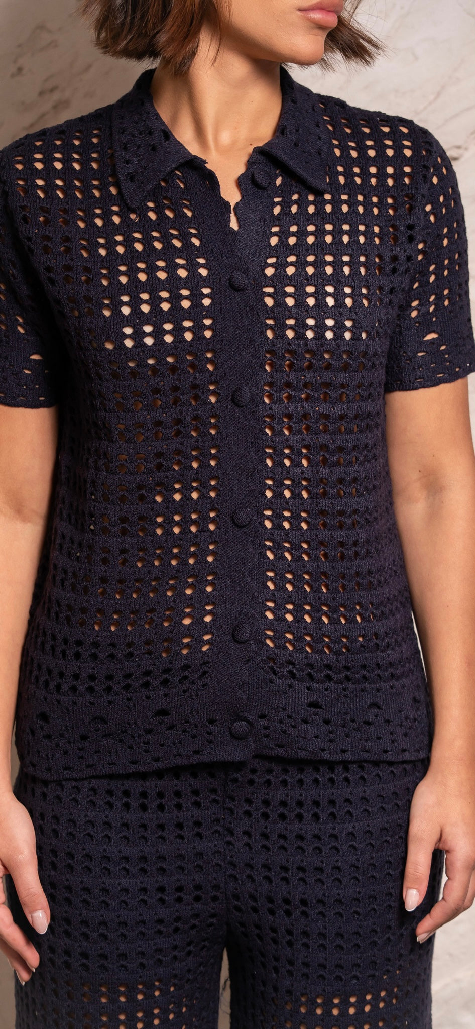 blusa mix de pontos marinho