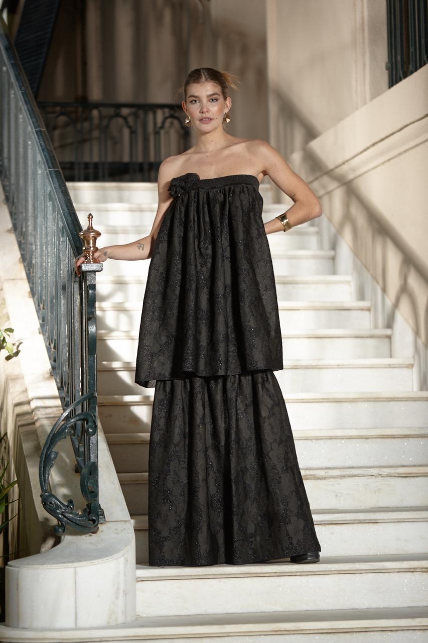 vestido longo duplo jasmin preto