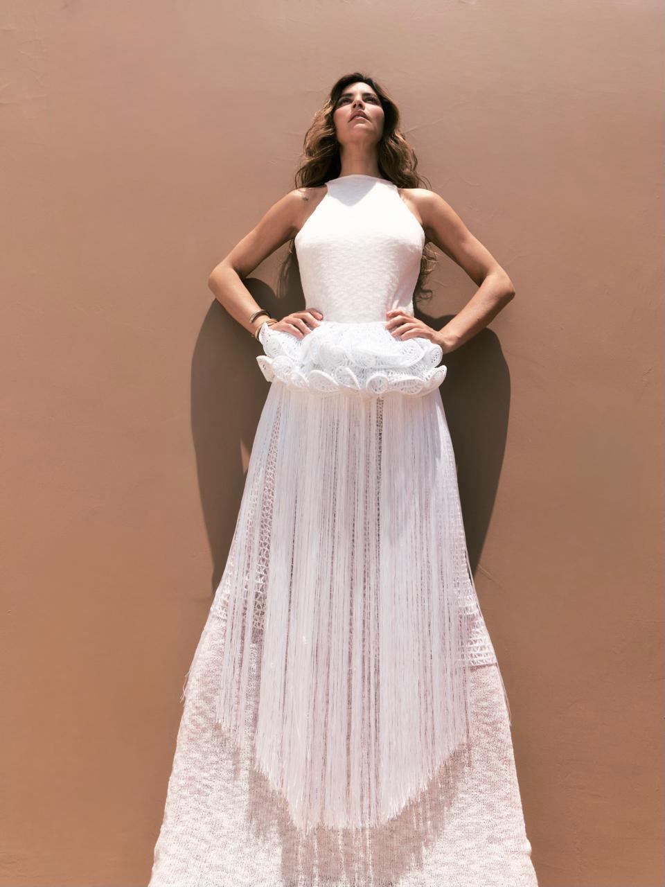 Vestido crochê babados Rê Meirelles