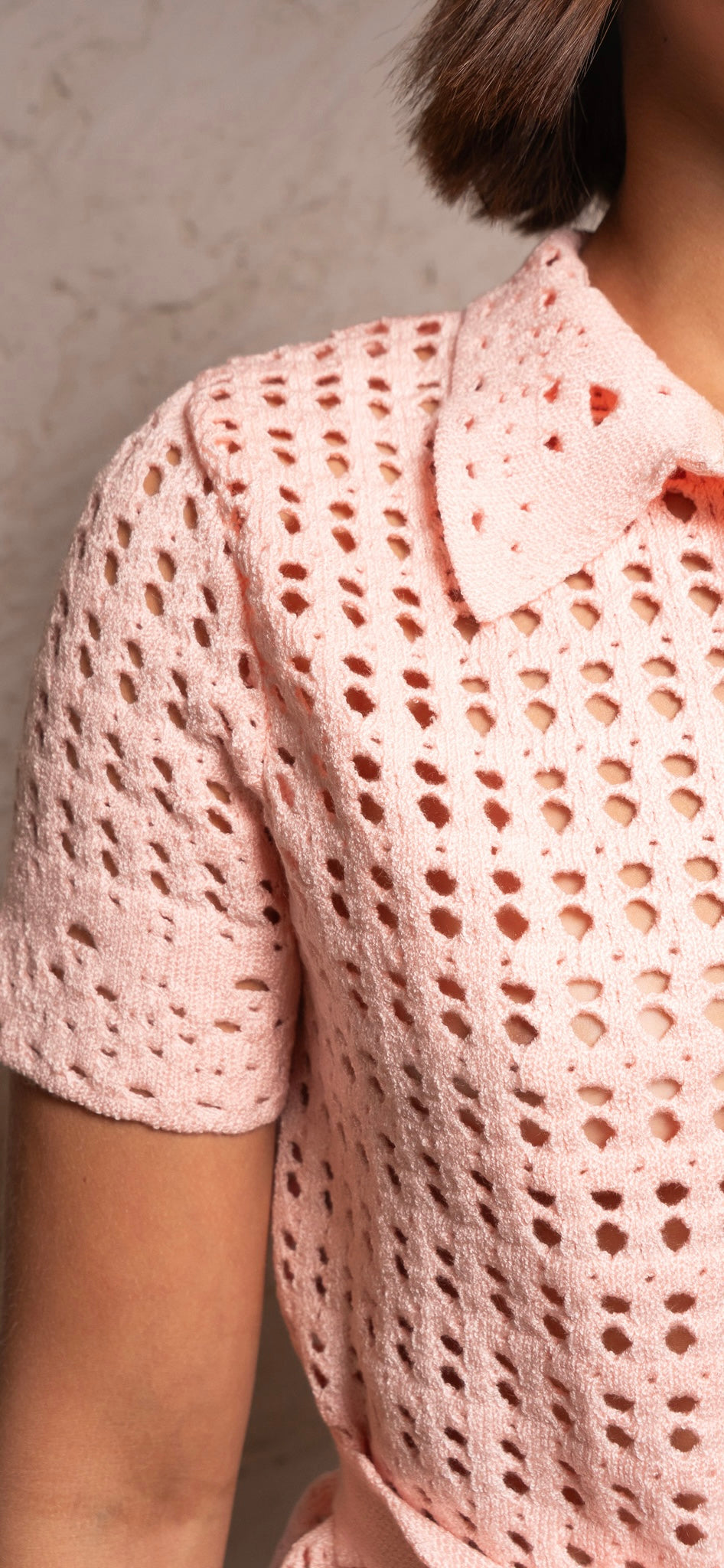 blusa mix de pontos rose