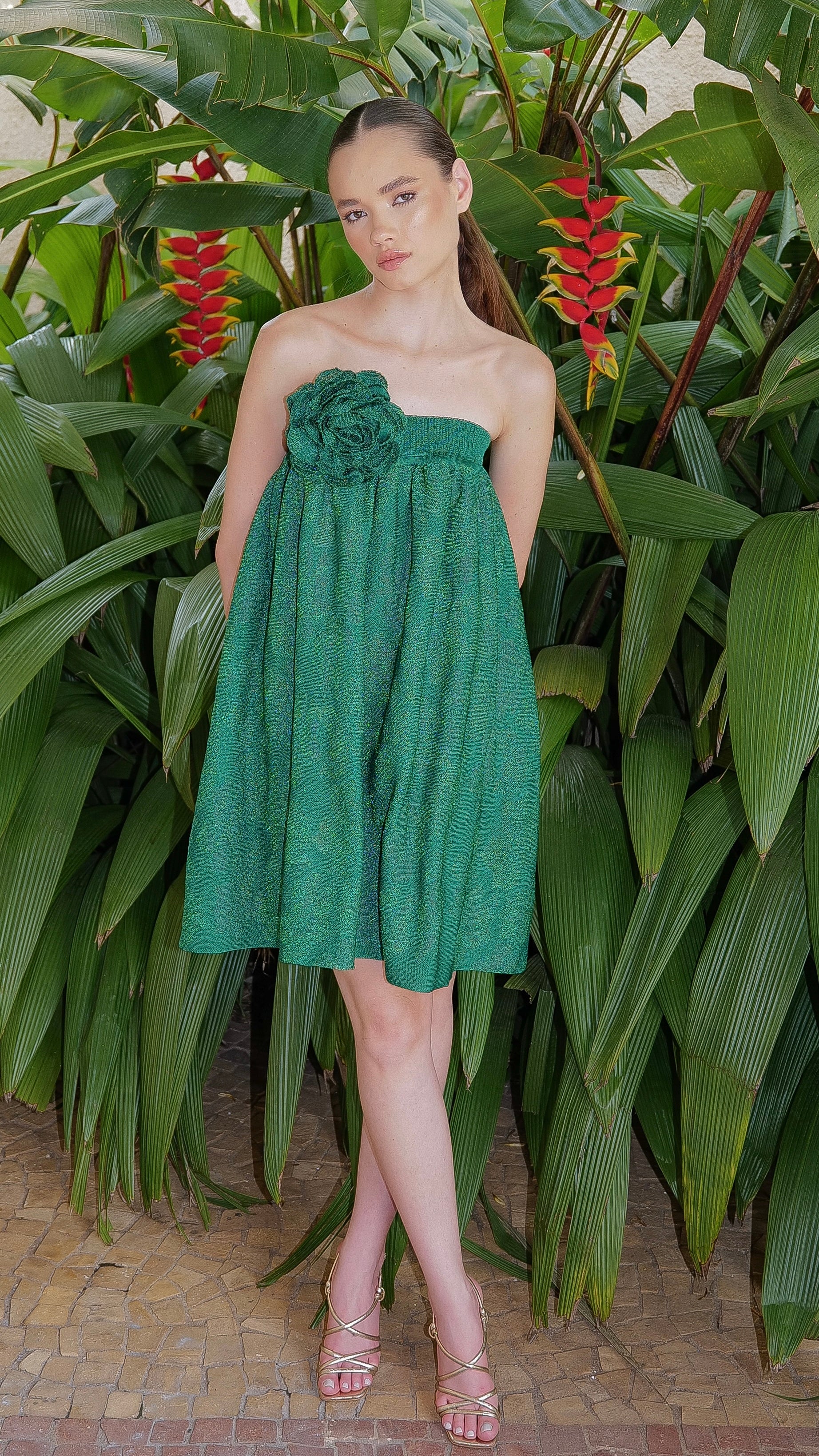 vestido mini green jasmin
